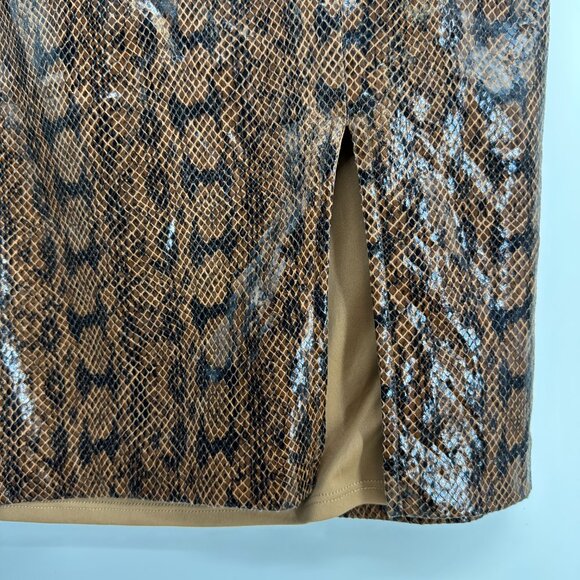 3/$25 Express Snake Skin Pencil Skirt 8 Slit‎ Faux Leather Brown Black - Picture 6 of 8
